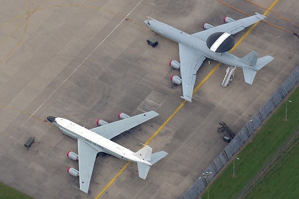 Rivet Joint seen ehre alongside a Sentry AEW.1 at RAF Waddington
