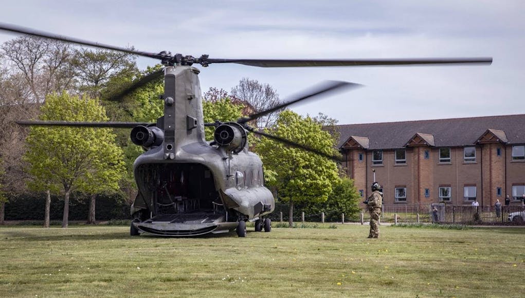 RAF Odiham Chinook transports NHS Staff to locations around the UK