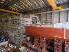 Stern block of HMS Glasgow ready to be joined to aft