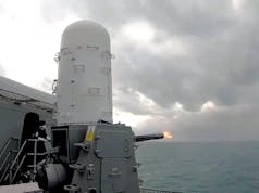 HMS Queen Elizabeth shoots down aerial target