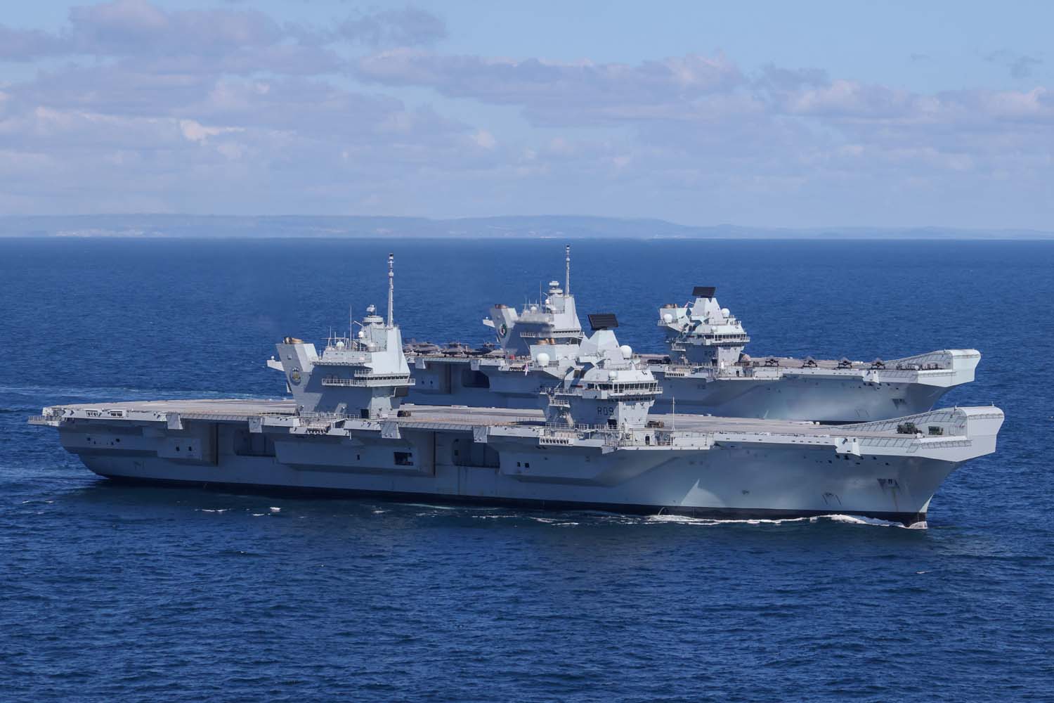 Two Massive British Aircraft Carriers Sail Together   FLEET 20210519 AP0001 053 