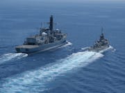 British frigate exercises with Greek fast attack missile craft