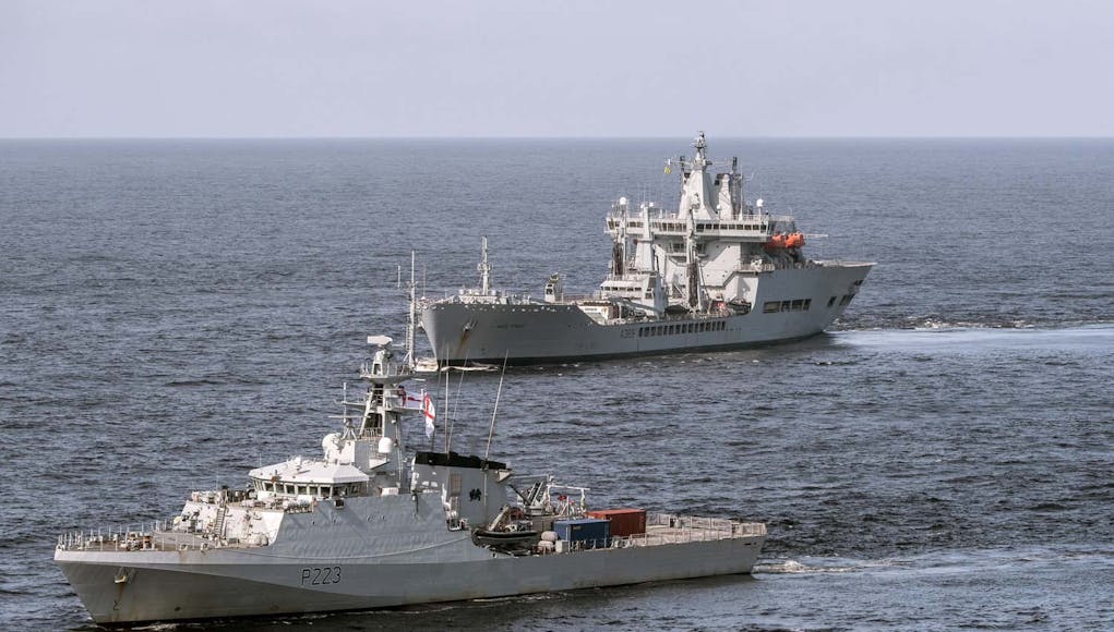 HMS Medway (foreground) with RFA Wave Knight