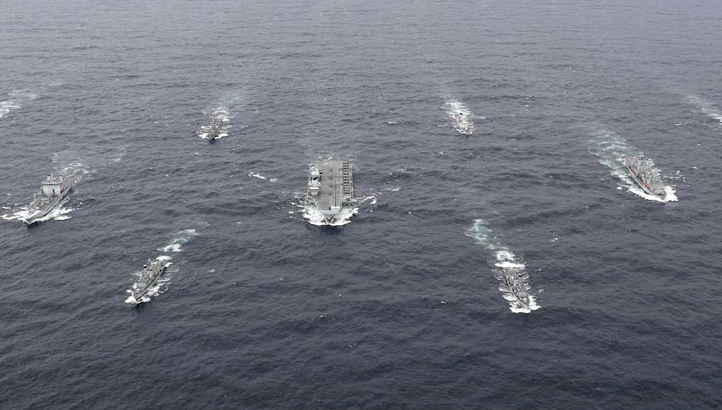 The Carrier Strike Group at sea
