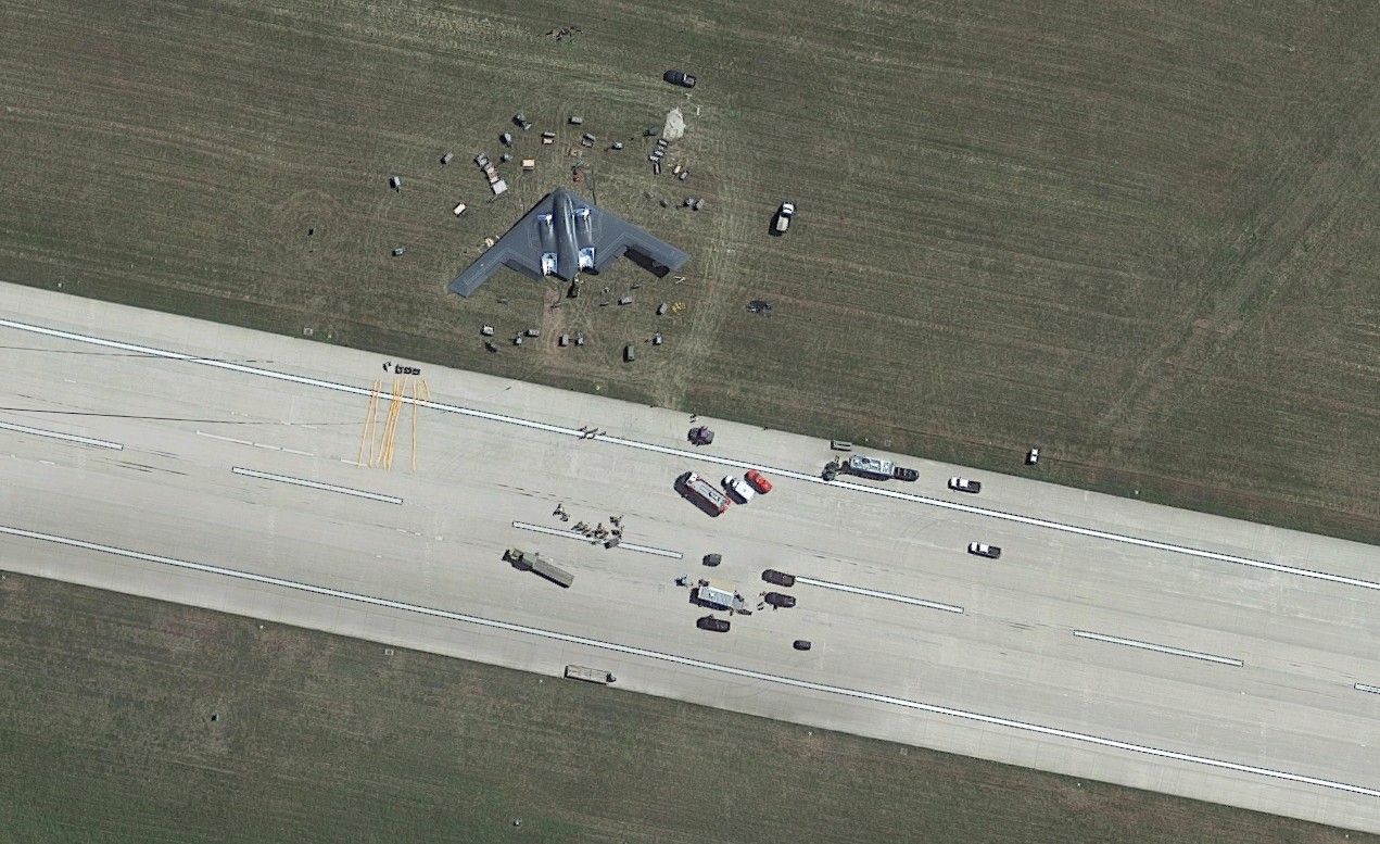 Google Maps Captures B-2 Stealth Bomber Crashing Off Runway