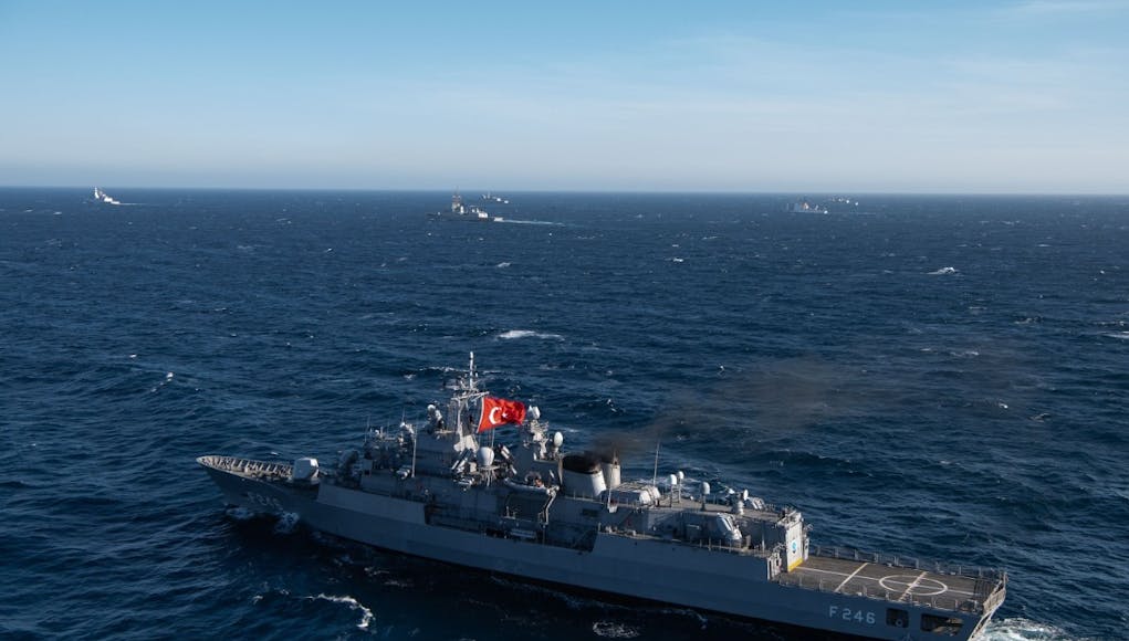 NATO warships patrol Mediterranean Sea