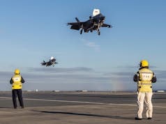 617 Squadron F35 jets land onboard HMS Queen Elizabeth