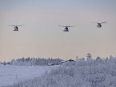 Navy helicopters train in sub-zero conditions in Norway