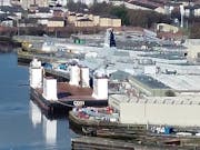 Drone shots catch glimpse of warship fitting out in Glasgow