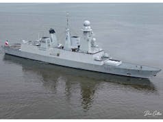 Stunning drone images show unique view of French warship