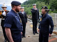 Princess Royal visits assault ship HMS Albion in Scotland
