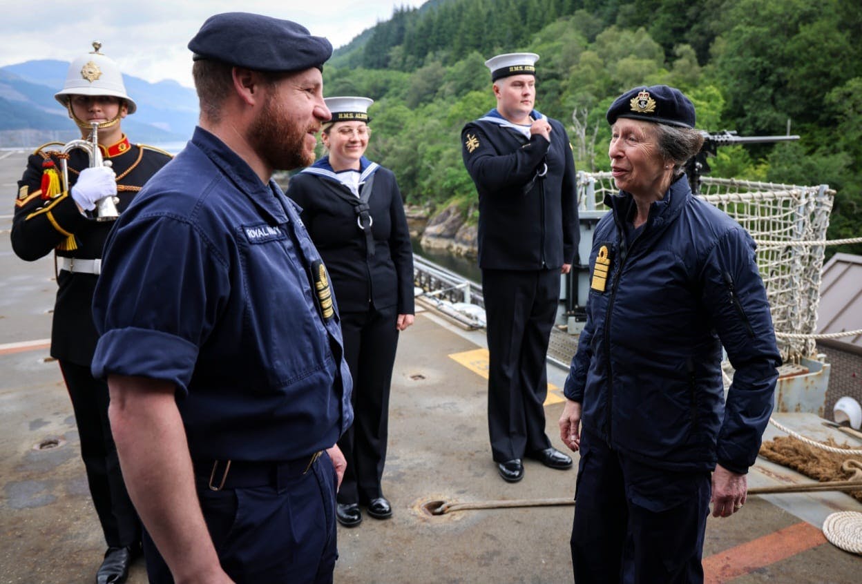 Princess Royal visits assault ship HMS Albion in Scotland