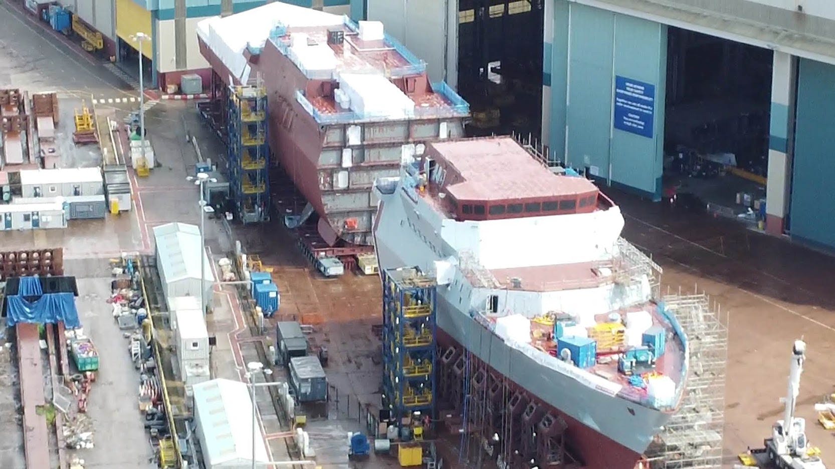 Drone shots show new frigate on River Clyde