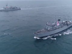 British and Irish naval vessels work together