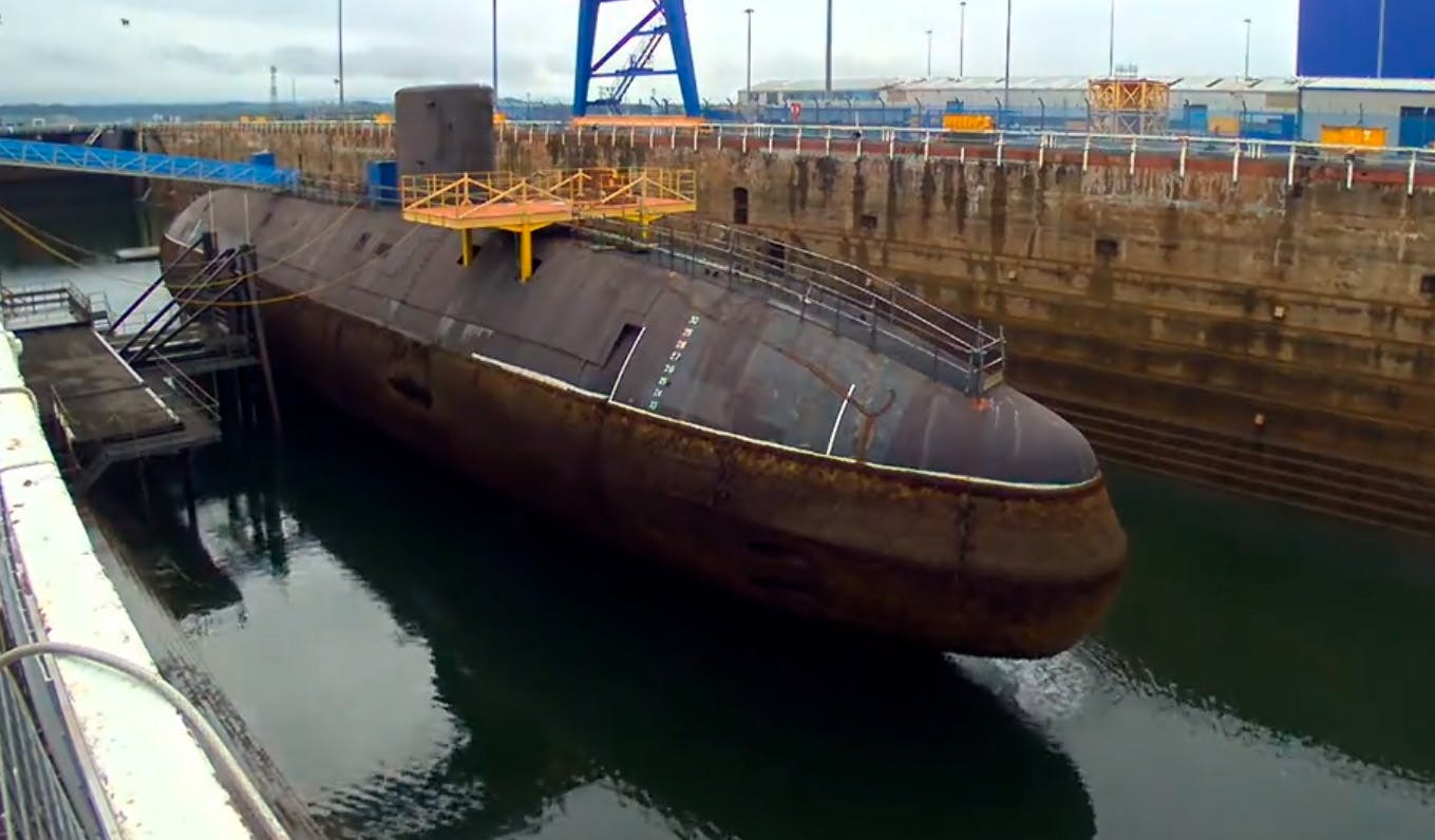 Nuclear sub dry docked for final dismantling in Rosyth