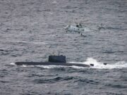 Merlin helicopter hunts down ‘enemy’ submarine