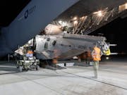 C-17 airlifts Royal Navy Merlin back to UK from Middle East