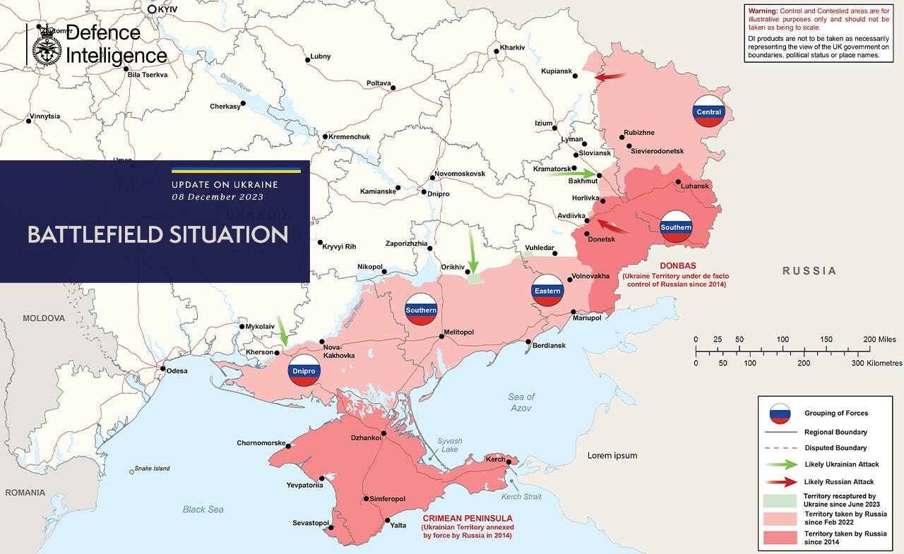 British intelligence releases map of Ukraine front line