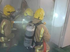 Royal Navy survey vessel trains for firefighting