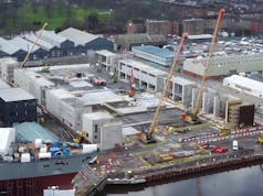 Drone shots show milestone in build of new frigate factory