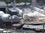 Drone video shows Glasgow frigate factory being built