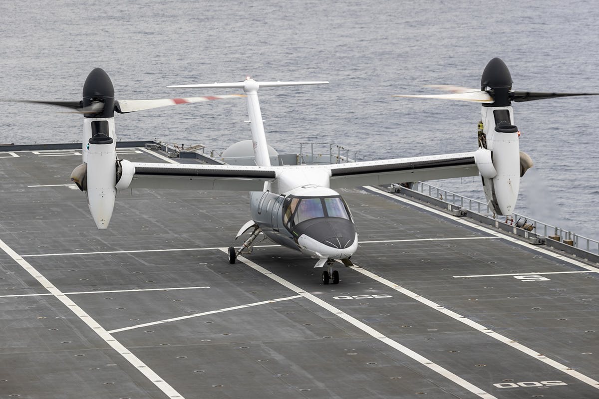 AW609 tiltrotor lands on carrier for first time