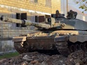 Video shows British tank charge through urban environment