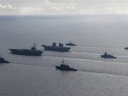 Three aircraft carriers now in waters around Britain