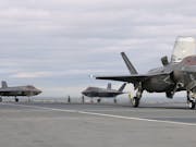 Jets launch in rapid succession from British carrier