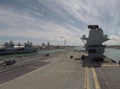 Timelapse shows british carrier depart on global mission