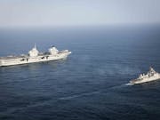 Indian warship escorts British aircraft carrier