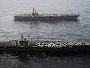 Two U.S. supercarriers join forces in Middle East