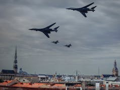 American bombers send message to Russia over Riga