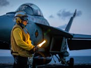 World’s largest warship launches jets in the Mediterranean