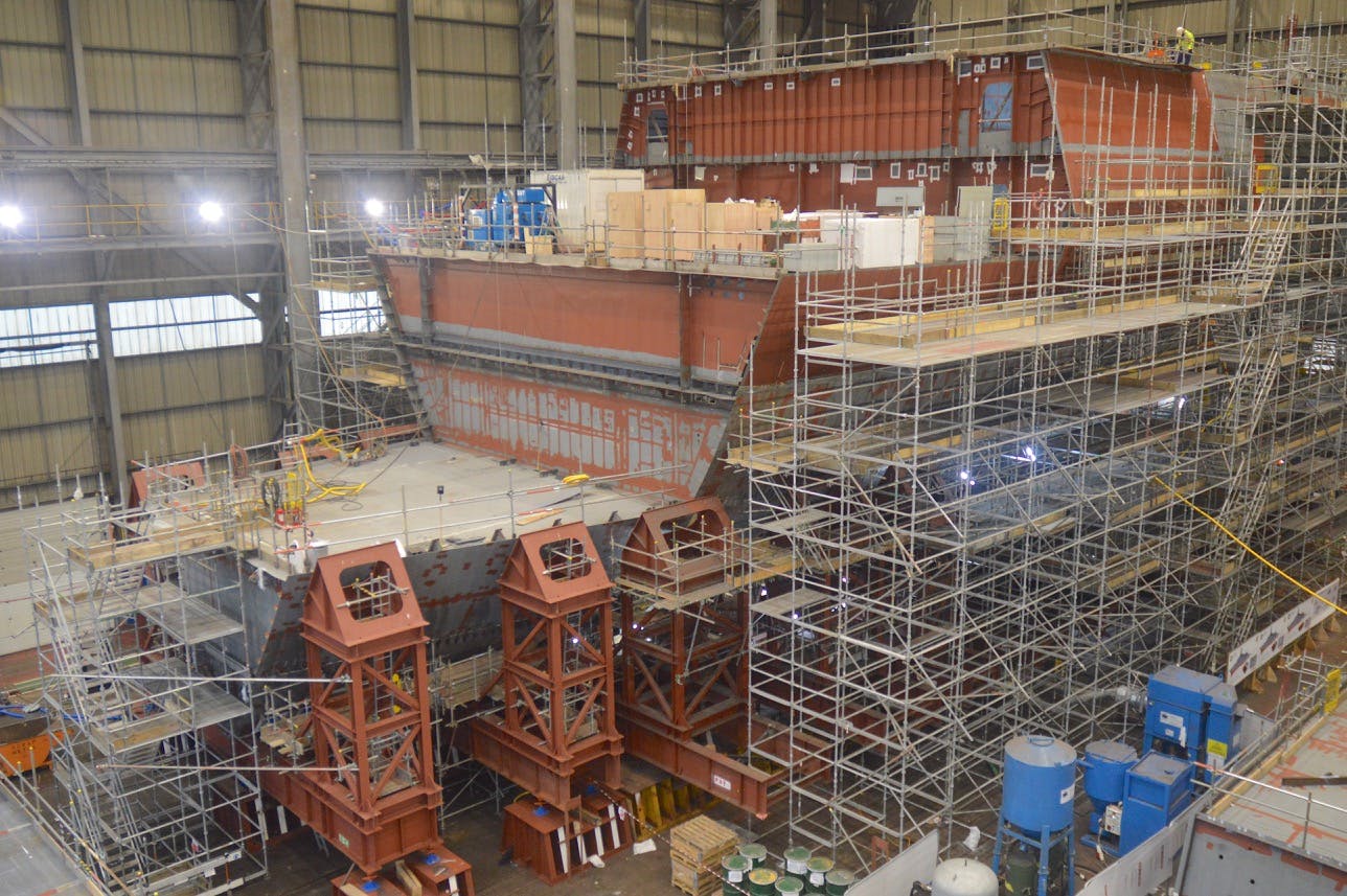 First Type 26 Frigate HMS Glasgow taking shape on the Clyde