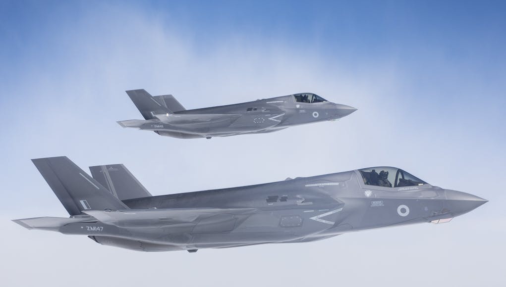 Britains next-generation fighter jets have taken off from the United States and are flying over the Atlantic Ocean towards RAF Marham