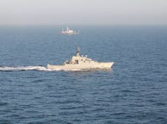 HMS Mersey escorts Russian ships through English Channel