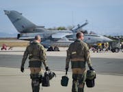 Tornado aircraft attack heavy artillery south of Manbij