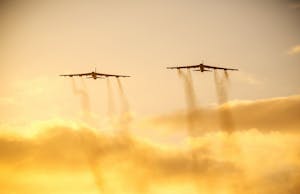 American B-52 bombers in the air near Venezuela