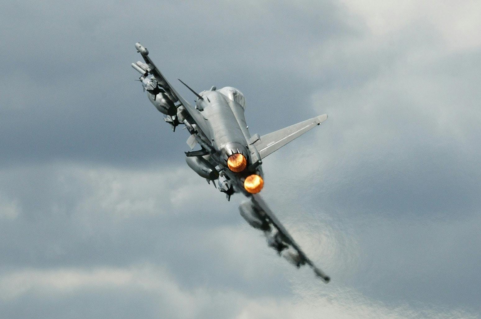 A Typhoon scrambles to intercept an aircraft. (Credit: Vladimir Korolkov)
