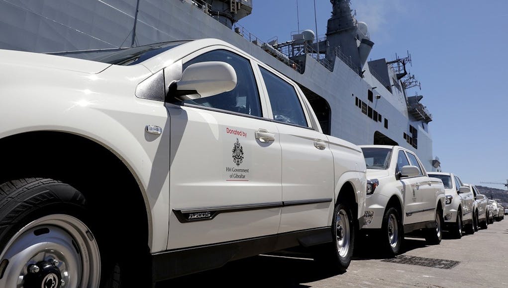 Gibraltar contributes to HMS Ocean aid load for Hurricane Irma