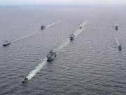 HMS Albion leads British and allied vessels into the Baltic