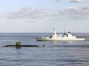 Destroyer HMS Diamond and submarine HMS Talent hunt each other in the Mediterranean