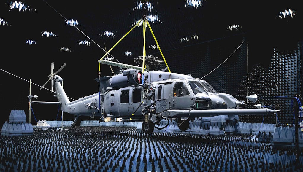 Hang in there: HH-60W enters chamber for defense systems testing