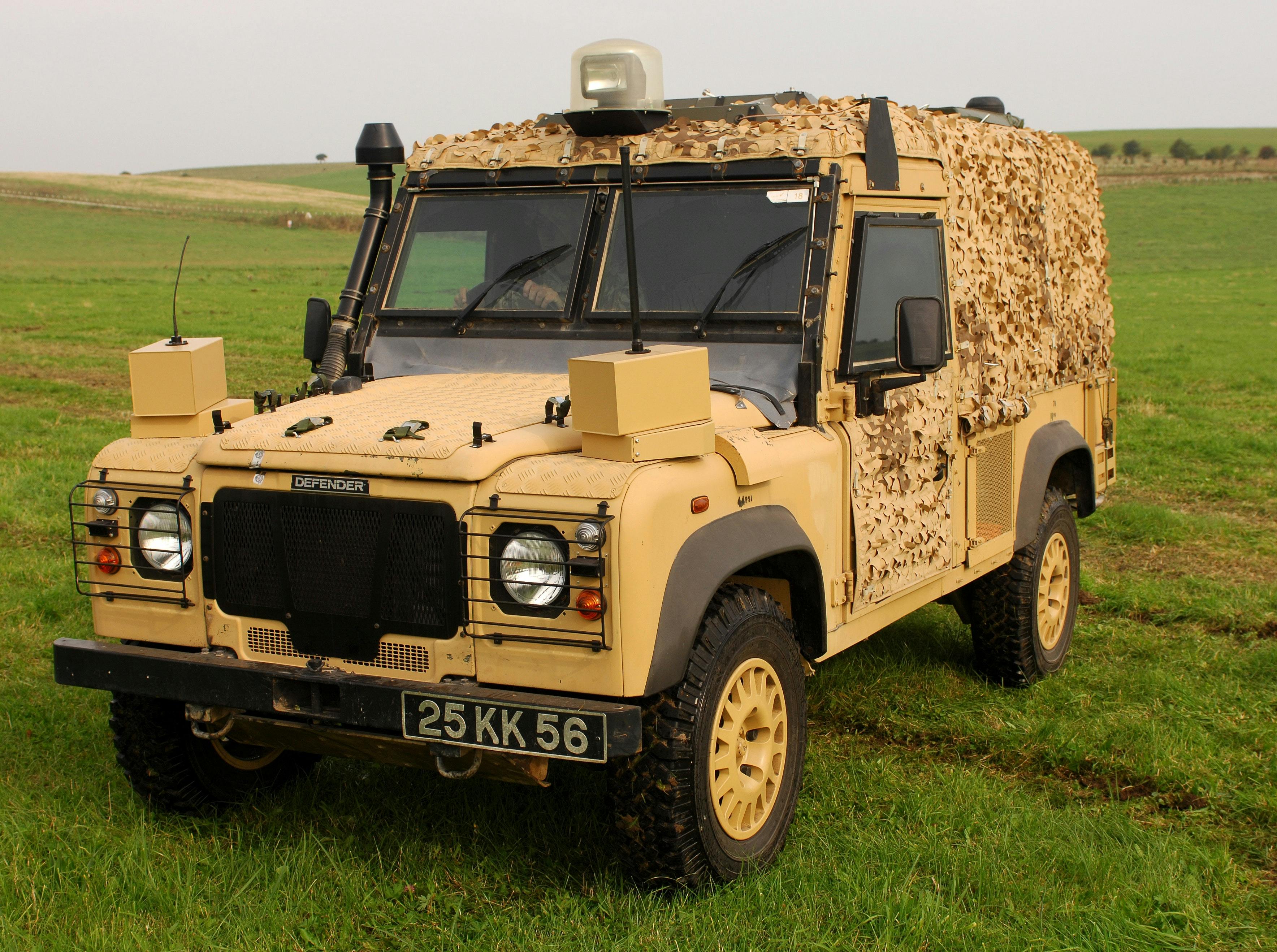 The Land Rover Snatch-Vixen vehicle on show at the Urgent Operational Requirement (UOR) Equipment Demonstration in Salisbury, Wiltshire.