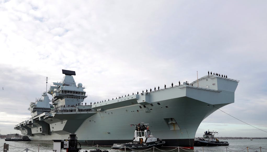 HMS QUEEN ELIZABETH RETURNS FROM FIGHTER JET TRIALS