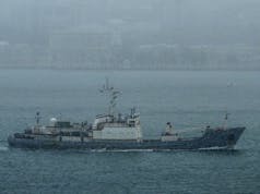 Russian naval intelligence vessel crashes and sinks in Black Sea