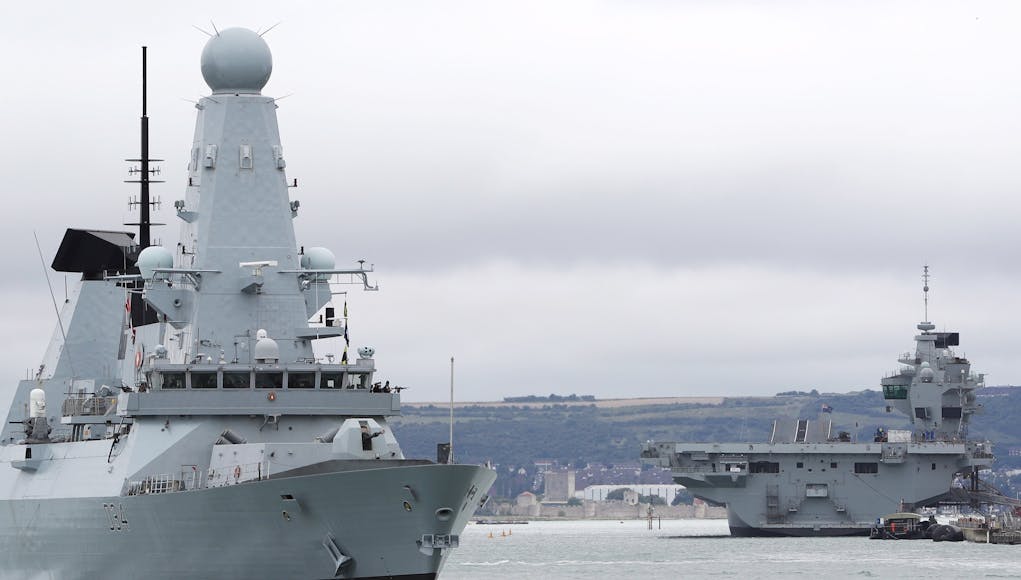 HMS Diamond sails from Portsmouth Naval Base for a nine-month operational deployment