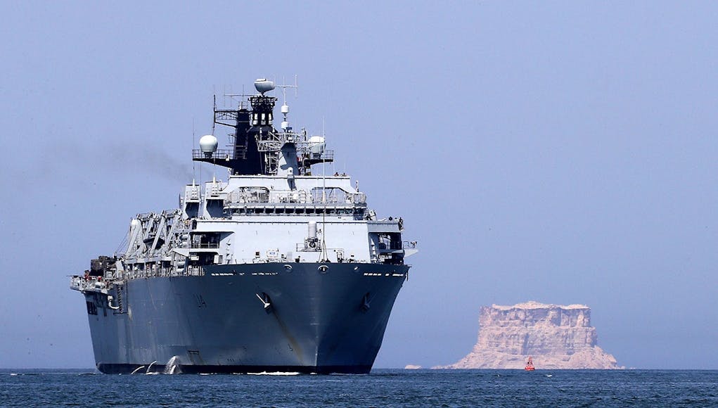 HMS ALBION COMES ALONG SIDE IN DUQM, OMAN