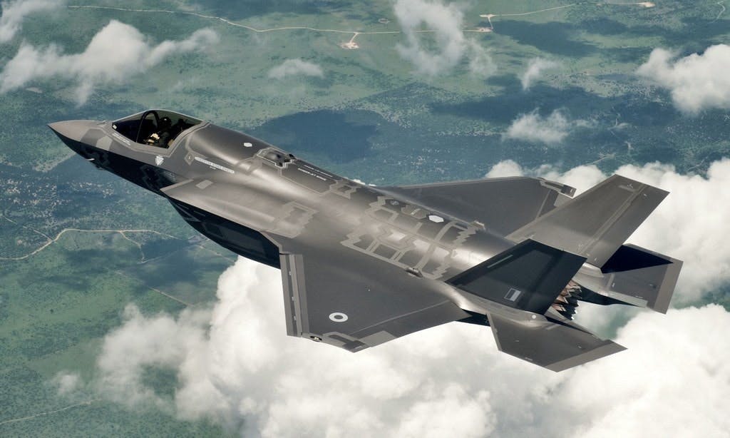A British F-35B in flight in the US